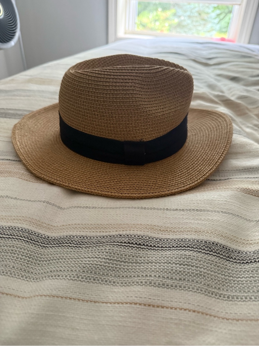 Classic Brown Straw Sun Hat with Black Band